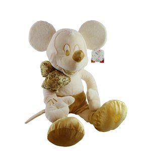 DISNEY MICKEY MOUSE 24" PLUSH CHIRISTMAS LIMITED EDT CREAM & GOLD DISNEY STORE